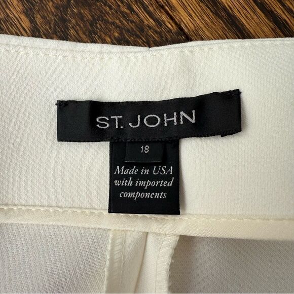 St. John Straight Leg Pants in White/Cream 18 - Picture 4 of 6